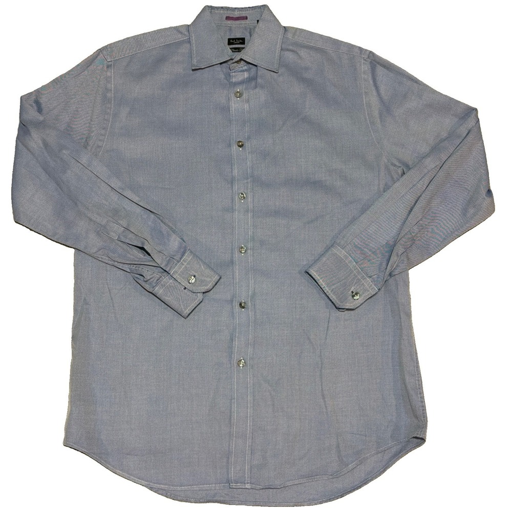Paul Smith London Shirt Mens 15 38 Blue White Striped Classic Fit Made in Italy